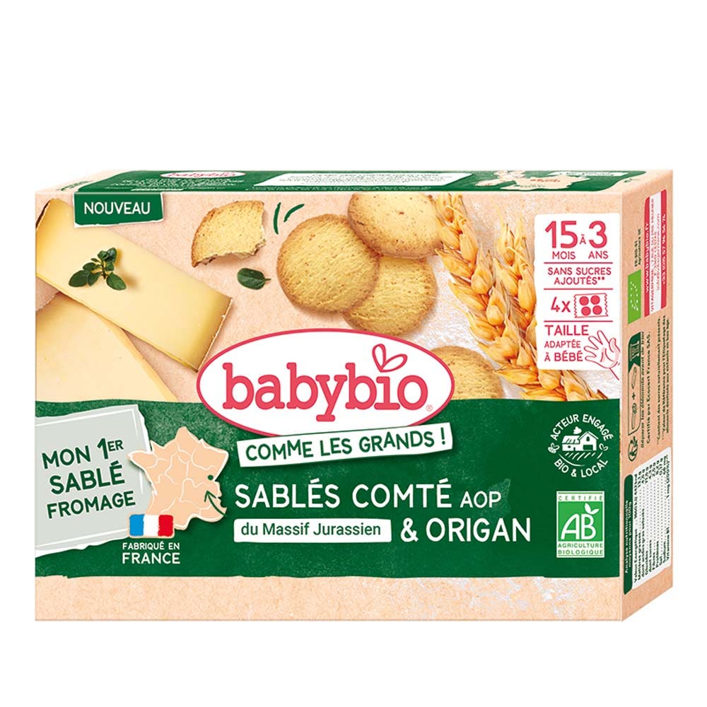 BABYBIO Sablé comté AOP Massif Jurassien&origan 15m.Bio 72g