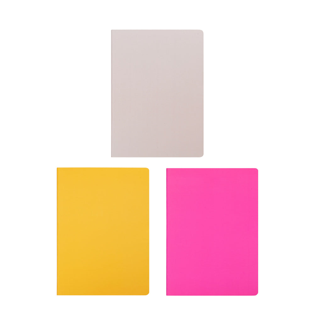 Jubiluu Lot de 3 carnets cousus A5 à couverture souple, 50 feuilles papier offset 80 g, journal ligné crème classique pour école, bureau, tenue de journal ou prise de notes quotidienne, Pastel vif
