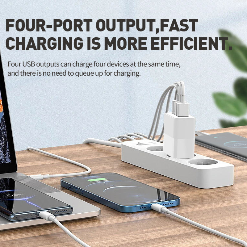 PAVAREAL K10EU Chargeur 4 USB 30 W (IC indépendant) prend en charge la charge d'iPhone, iPad, téléphone Samsung