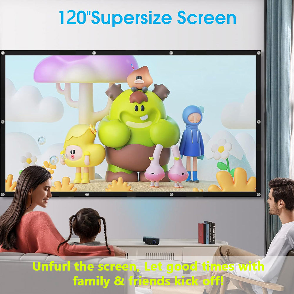 XBJ Écran de projection 100 pouces 16:9 | Écran de projection double face pliable anti-froissage HD 4K, Angle de vision large de 160°