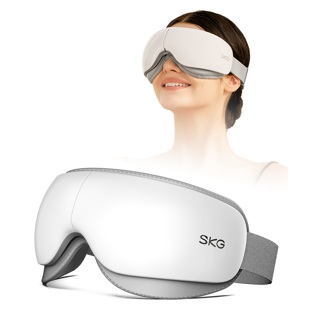 SKG ES500 Appareil de massage pour les yeux Faible bruit et PU ultra doux et respectueux de la peau Soulager la fatigue oculaire Cadeau pour l'être aimé