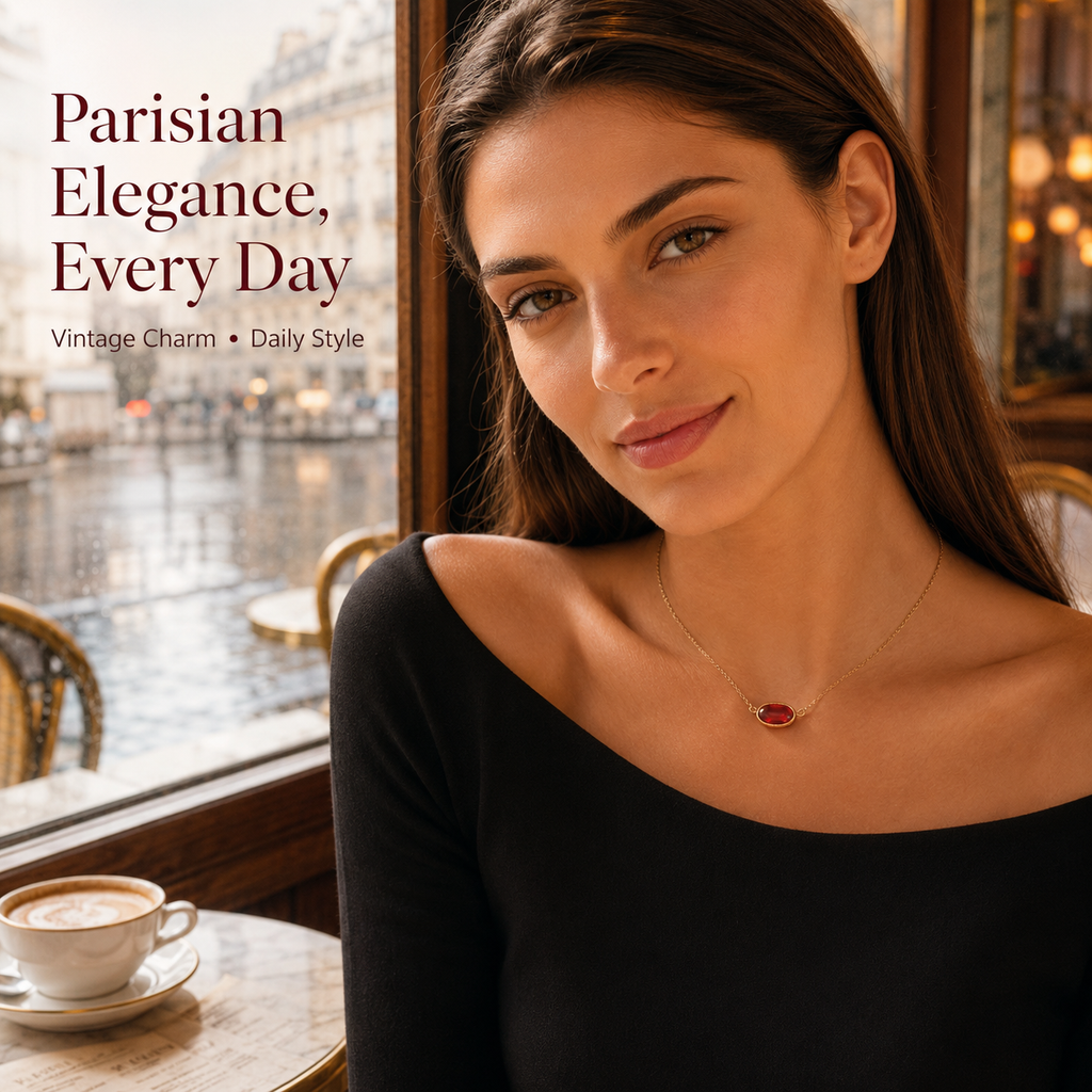 VoxorAI Collier, Collier hypoallergénique en pierre naturelle, Collier en zircon, Chaîne de clavicule avec pendentif en cristal, Toutes saisons, Rouge