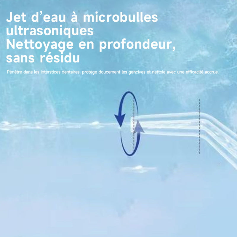 h2ofloss Hydropulseur dentaire portable, 6 modes, 5 canules, batterie 2500 mAh, réservoir d'eau 570 ml, étanche IPX7 - Noir