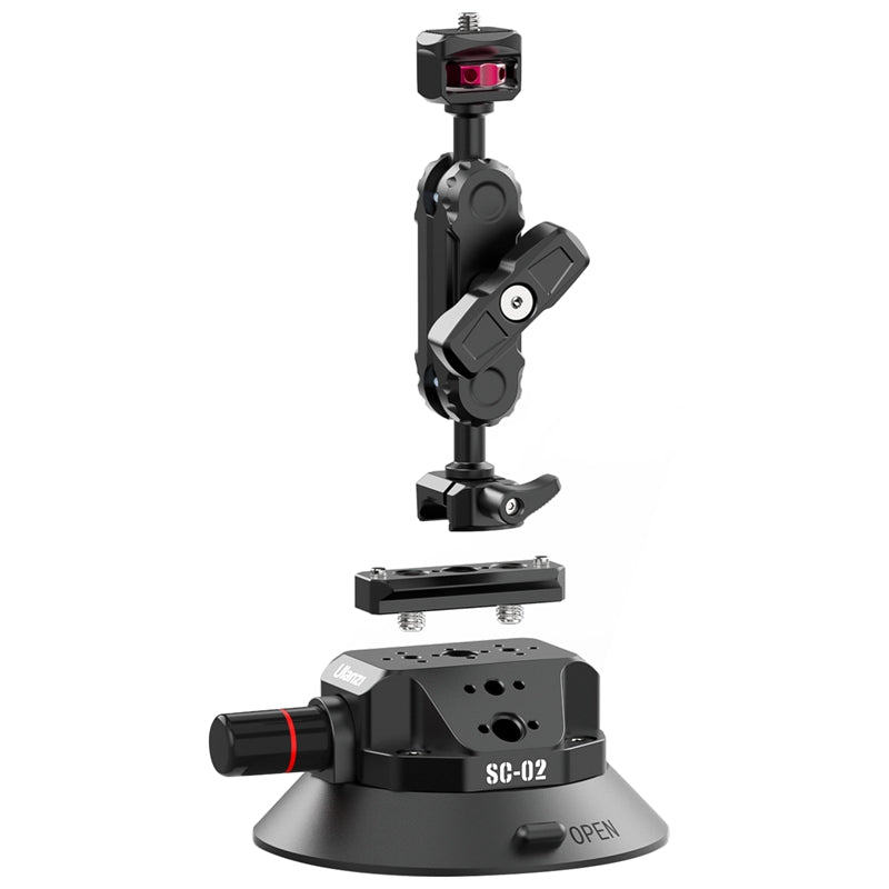 ULANZI SC-02 4.5 Caméra ventouse voiture avec pompe et fermeture rapide NOTA Magic Arm, support pour DJI OSMO et DSLR
