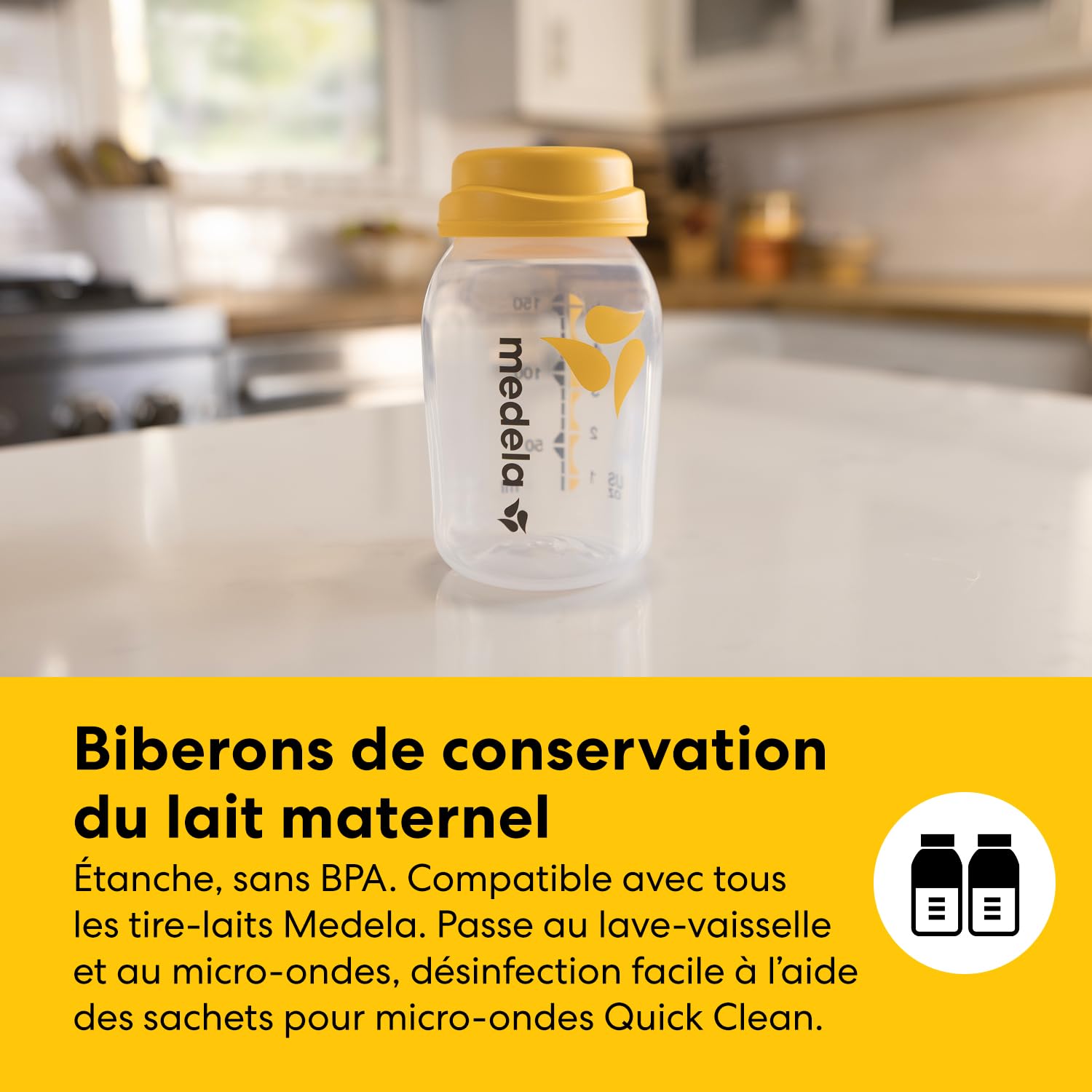 MEDELA Kit conservation lait maternel tout-en-un - 4 Biberons 150 ml, 4 Sachets Easy Pour, 1 Sachet réutilisable, 1 Sachet Micro-ondes Quick Clean et Sac isotherme avec bloc réfrigérant