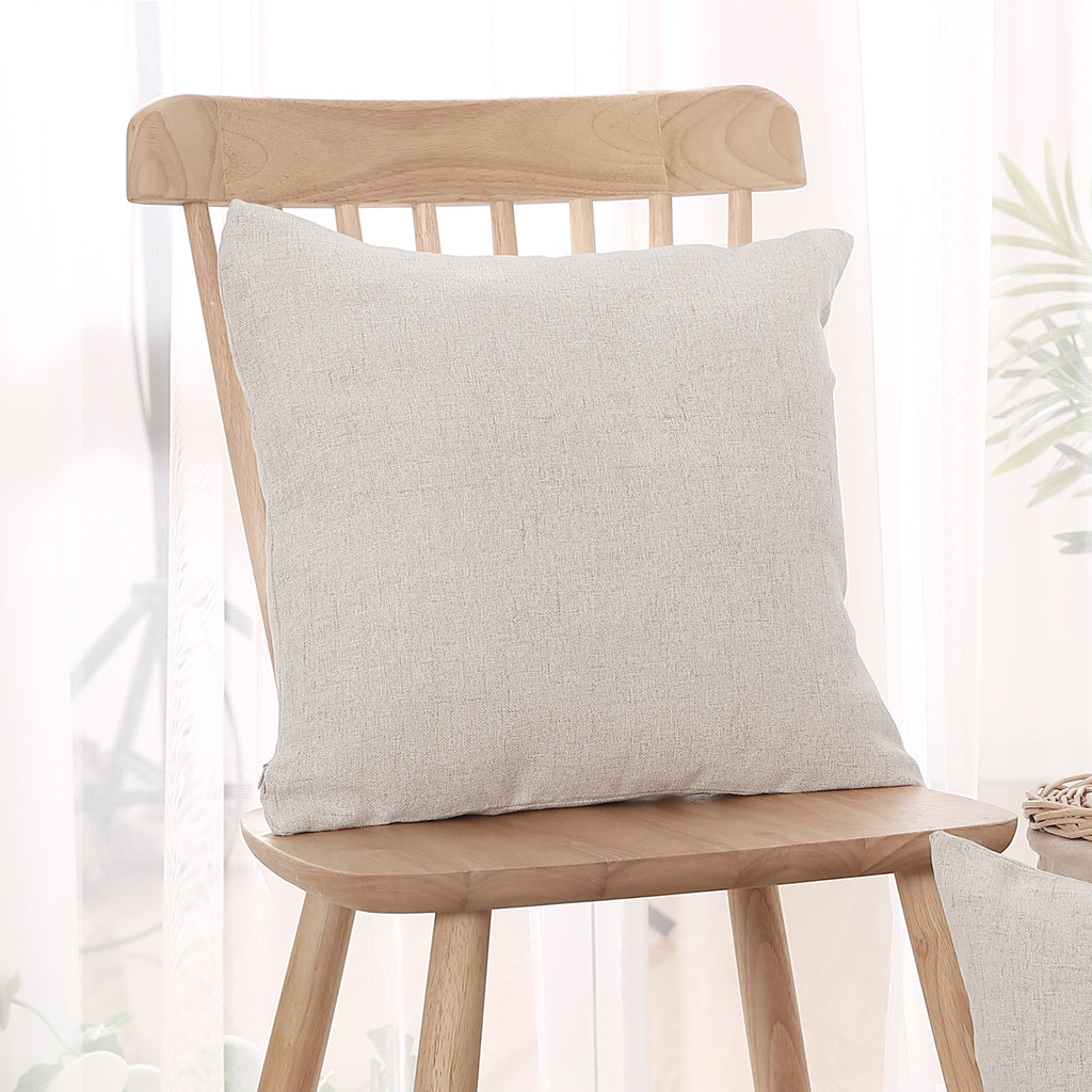 Deconovo Housse de coussin en lumière de lin, coloris crème, 45 x 45 cm, 1 pièce