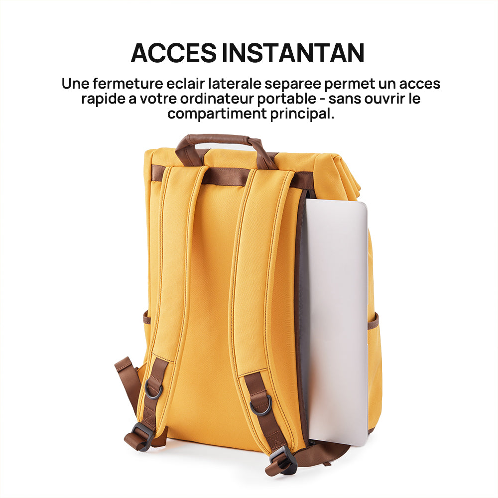 NINETYGO Sac à dos style universitaire, sac à dos pour ordinateur portable étudiant, sac à dos de travail, sac à dos pour livres, jaune, résistance à l'eau 4 niveaux, tissu 900D renforcé et épais, convient pour ordinateurs portables jusqu'à 15,6 pouc