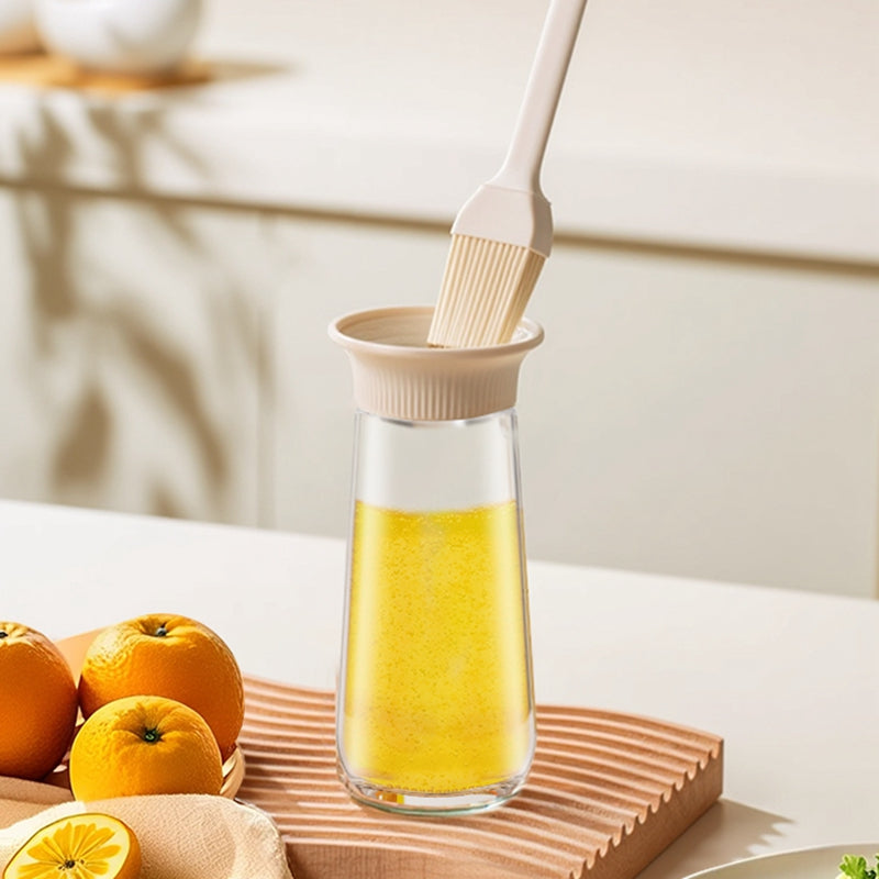 Maxcook distributeur d'huile 280ml / 9,47oz avec brosse - Bouteille en verre à huile pour cuisine avec brosse à badigeonner en silicone résistant à la chaleur
