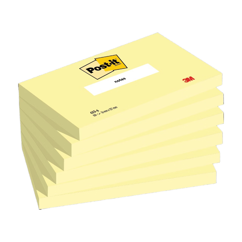 Post-it® Notes, Jaune canari, 127 mm x 76 mm, 100 feuilles/bloc, 6 blocs/paquet, 100% PEFC, SGSCH-PEFC-COC-110078