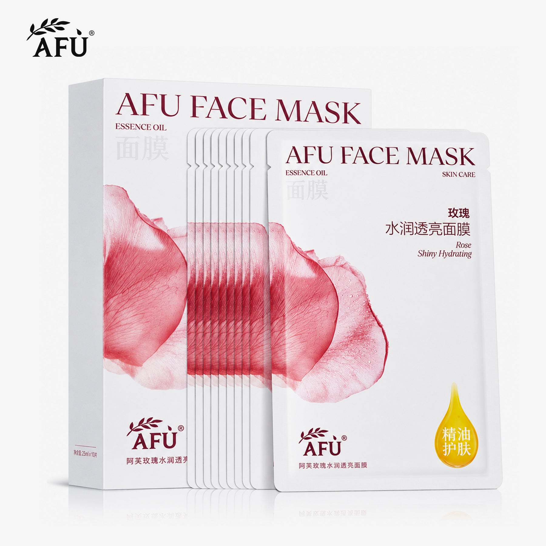AFU Coffret Cadeau Masque en Tissu à l'Huile Essentielle Hydratant à la Rose