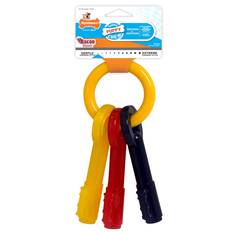 NYLABONE Jouet à mâcher pour chiot <16 kg saveur bacon