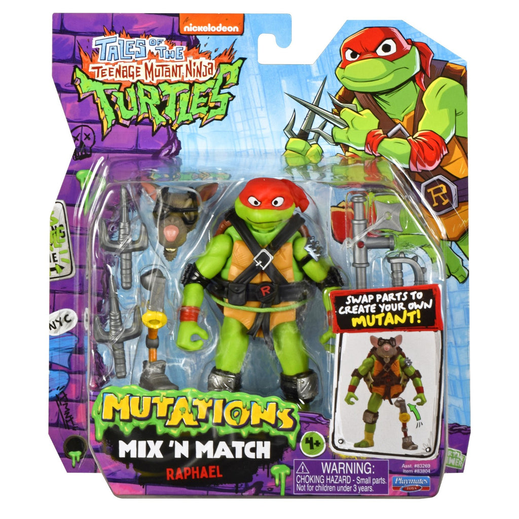 TORTUES NINJA Tortues Ninja, Figurine articulée 12 cm avec accessoires, Mix & Match, Raphael, pour les enfants à partir de 4 ans, T02016