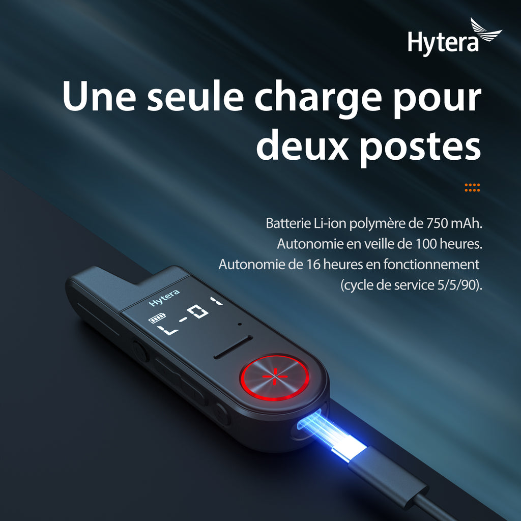 Talkie-Walkie Hytera S1 Mini PMR446 Sans Licence Ultra-Fin Compact Léger Radio Analogique avec Prise Audio 3.5mm et Charge Rapide Type-C