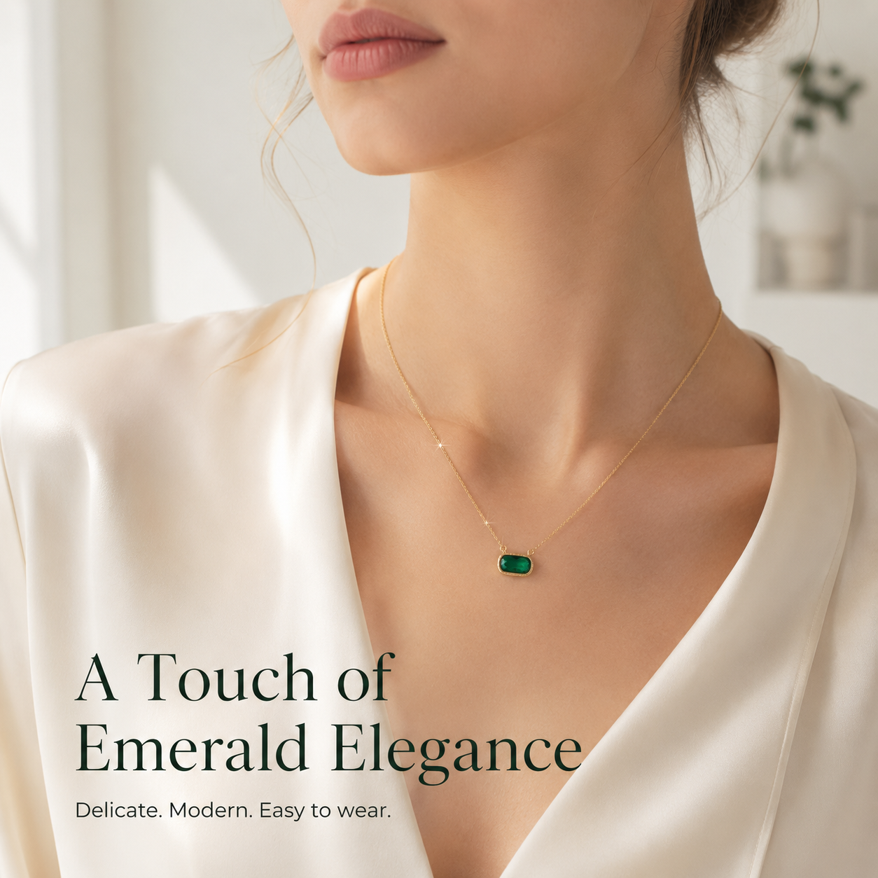 Collier VoxorAI hypoallergénique en pierre naturelle, collier en zircon, pendentif en cristal, chaîne clavicule, vert toutes saisons.