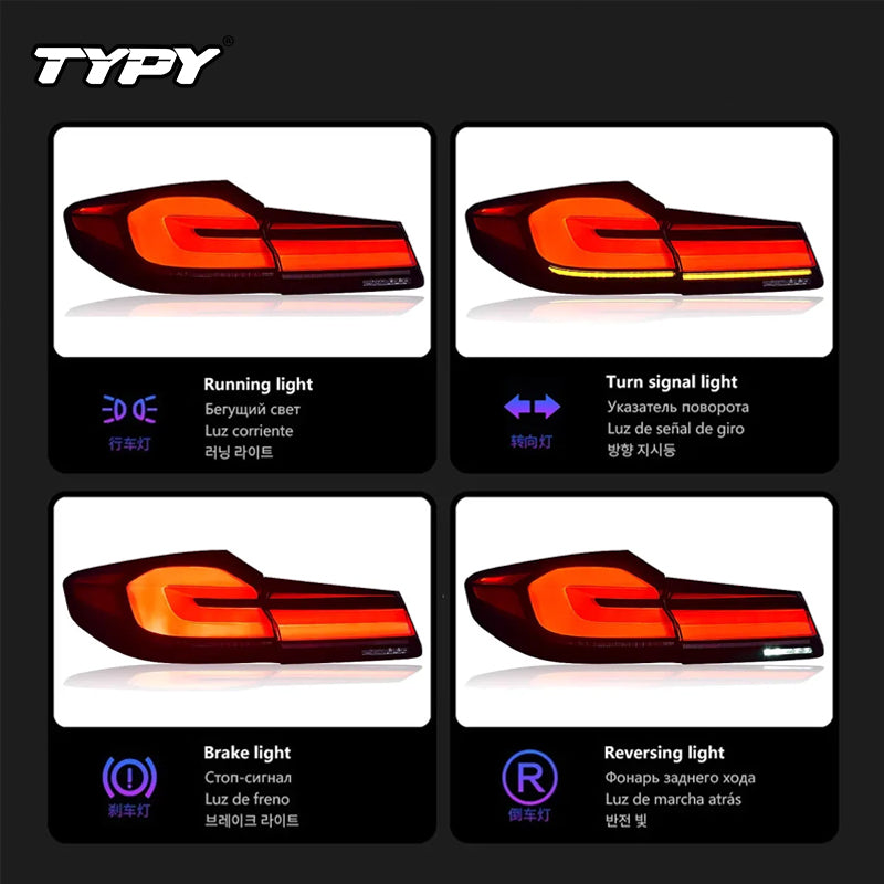 TYPY Feux arrière LED pour BMW G30 F90 Série M5, 2017-2020, avec clignotants séquentiels, ensemble de feux arrière