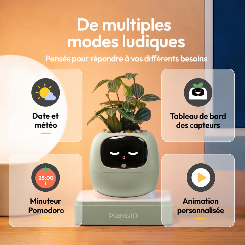 Cadeau d'été pour embellir votre intérieur – Pot de plante intelligent IA Ivy, interaction par expressions faciales, entretien intelligent des plantes