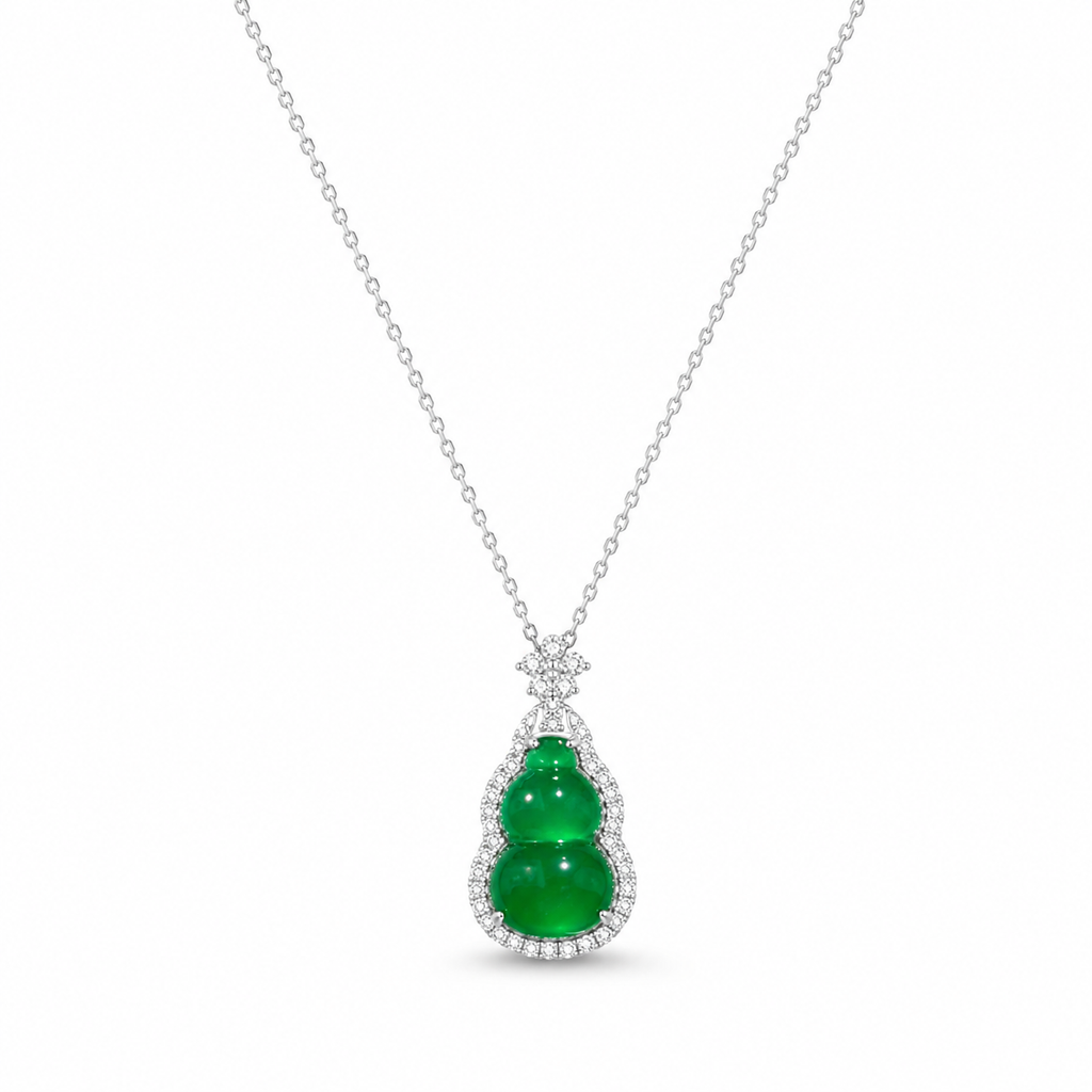 VoxorAI collier en calcédoine naturelle couleur jade, pendentif modèle quatre saisons