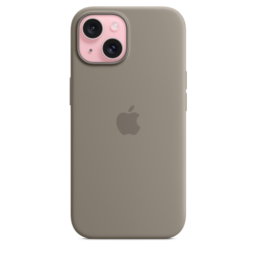 Apple coque en silicone avec MagSafe pour iPhone 15 - argile