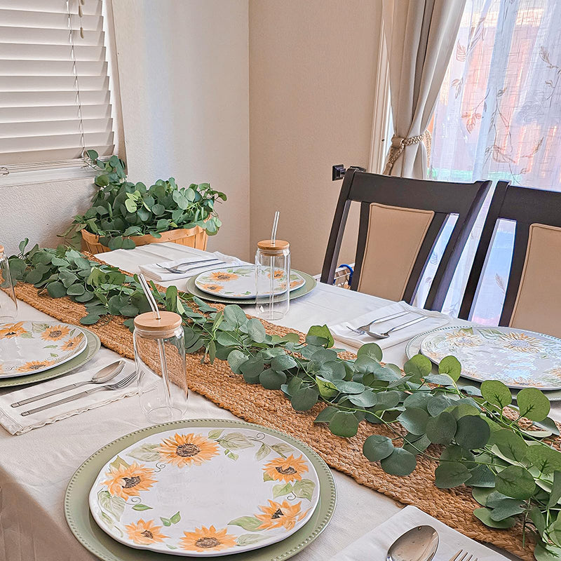 Yuejia 2 Pièces 5,9 ft / 1,8 m Guirlande de Végétation Artificielle Printemps Feuilles d'Eucalyptus Faux Vignes de Table pour Décoration de Mariage Arche de Cheminée Porte Mur Chambre