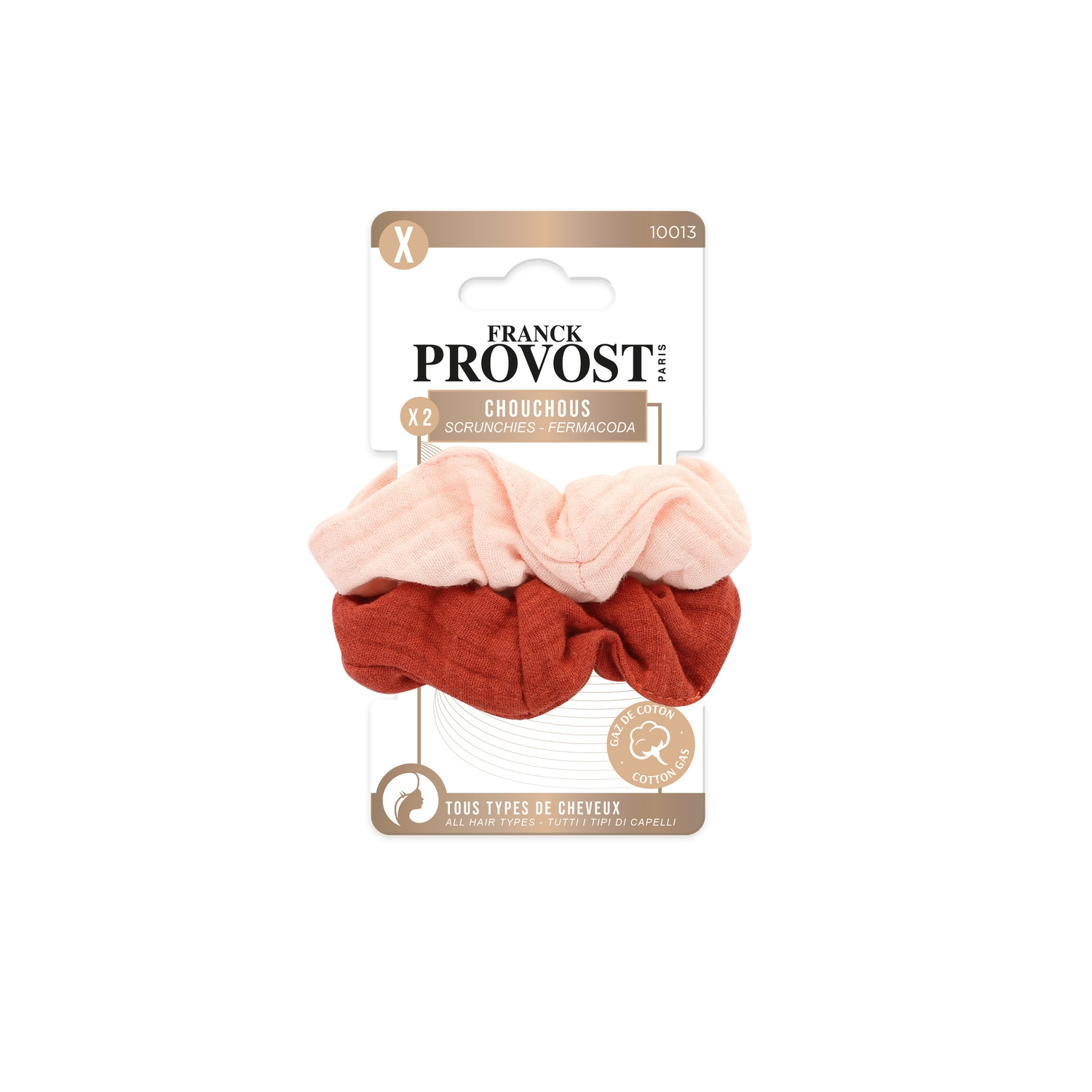 FRANCK PROVOST Chouchous à Cheveux Coton Multicouleurs Fantaisie - Lot de 2 pièces