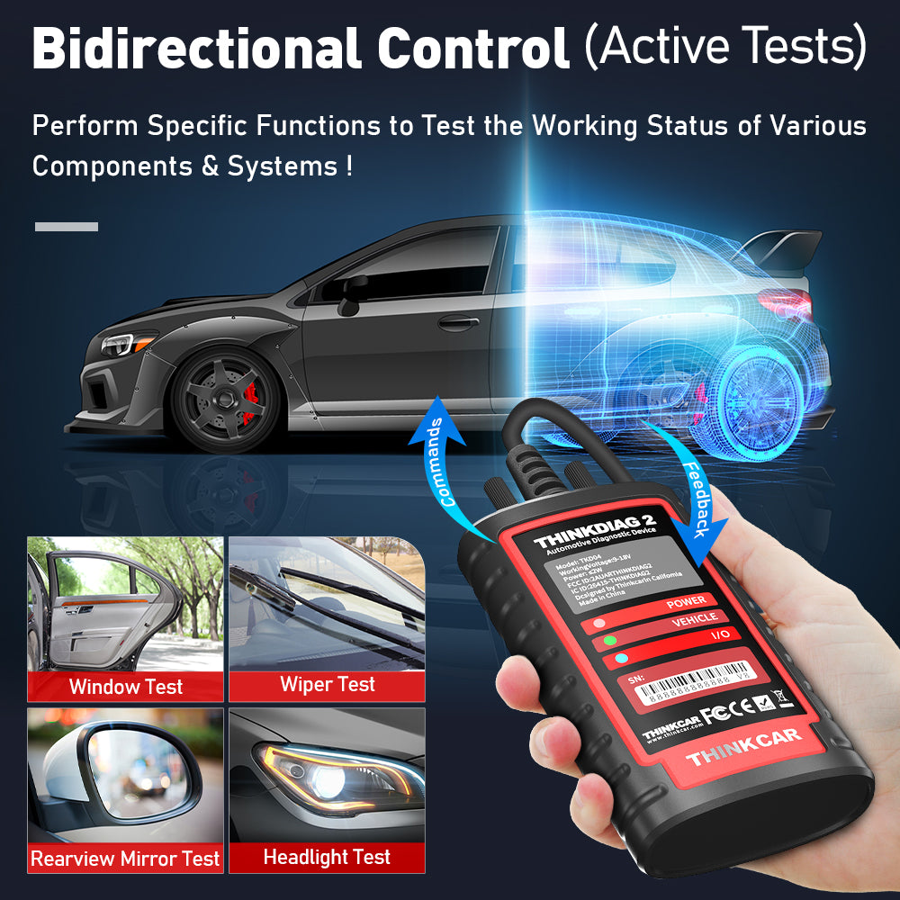 THINKCAR THINKDIAG 2 CAN FD Tous les systèmes 15 Services de réinitialisation ECU Codage OBD2 Scanner Outil de diagnostic de voiture avec abonnement logiciel d'un an