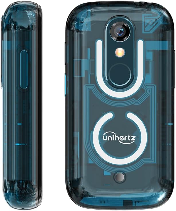 Unihertz Jelly Star Smartphone Android 13 4G 3 Pouces Le Plus Petit Au Monde Design Transparent Lumière LED NFC OTG, Bleu Double SIM