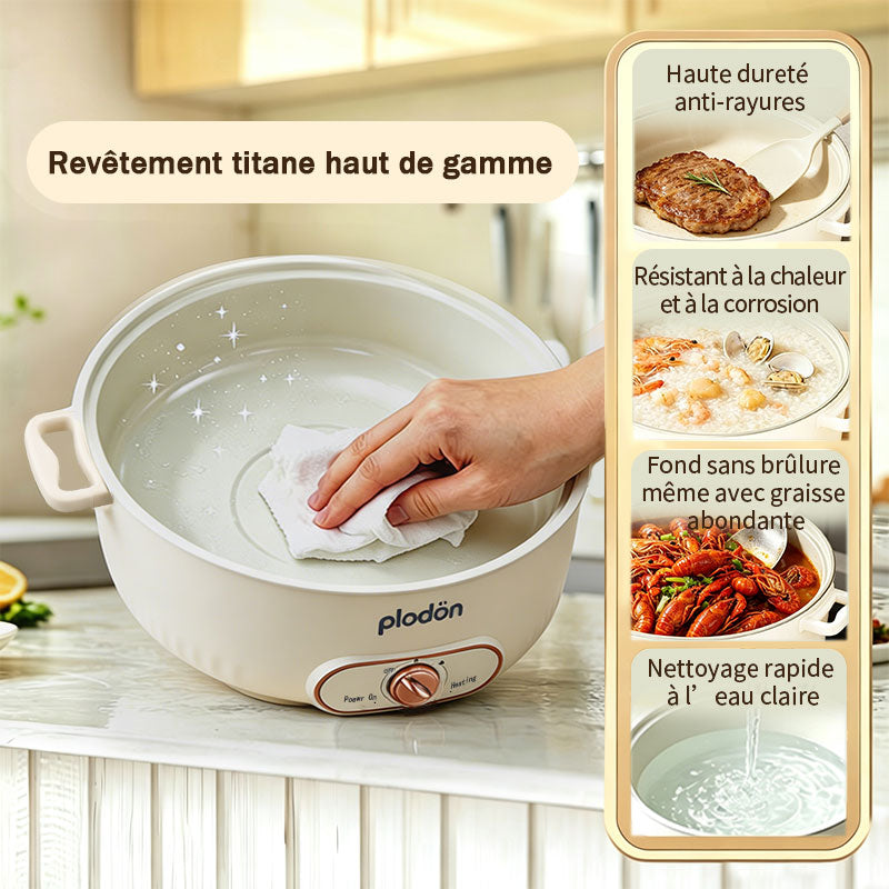 Plodon 7 L Marmite Électrique Multifonction Grande Capacité Antiadhésive, Marmite de Cuisson Électrique à Ébullition Rapide pour Sauter et Mijoter RHG-70XV
