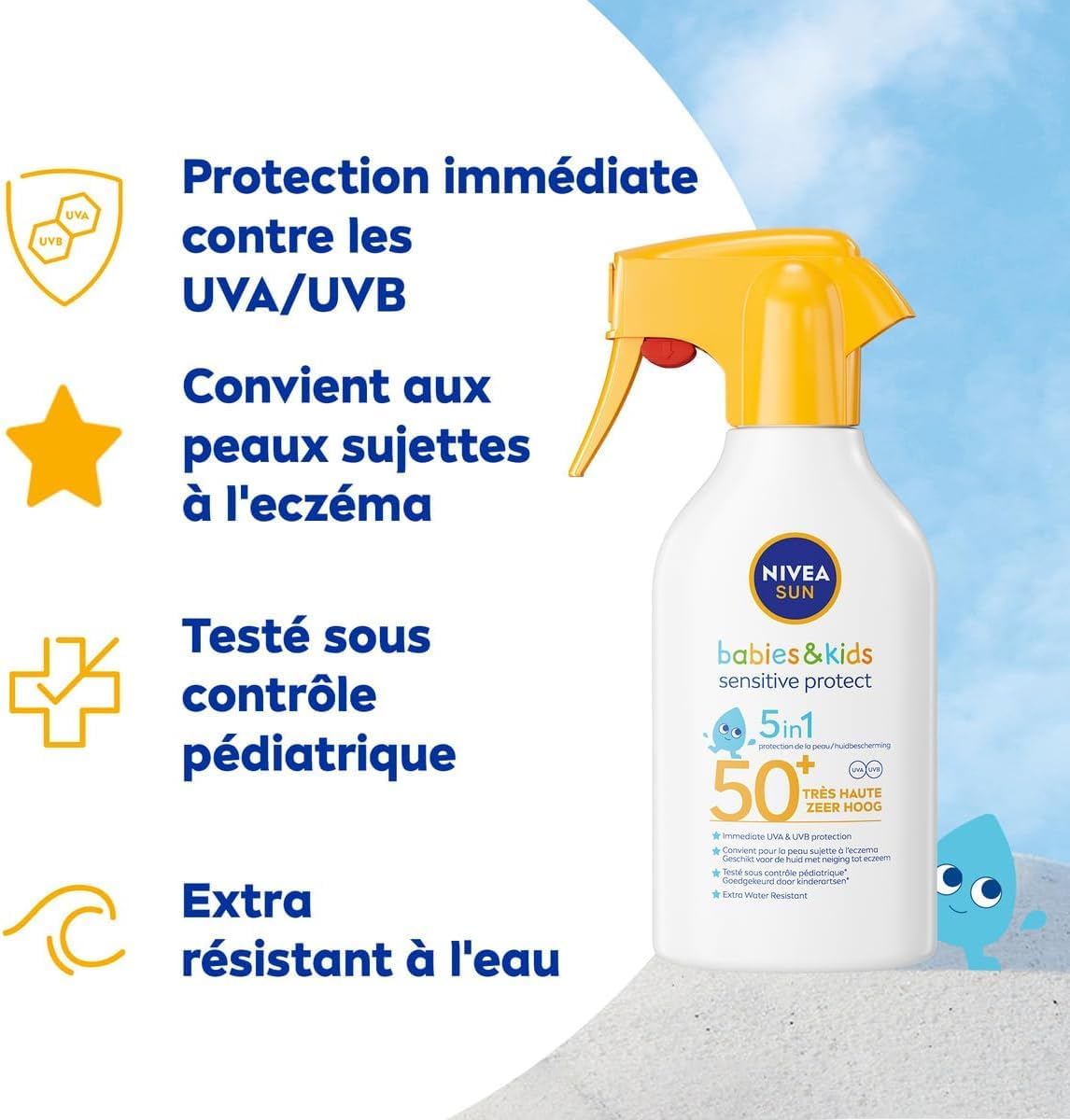 NIVEA SUN Sensitive Bébés & Enfants Spray de protection solaire SPF 50+ - 250 ml