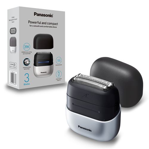 Panasonic ES-CM3BKS503 Rasoir électrique, 3 lames, étanche, utilisation sur peau sèche ou humide, Gris/Noir