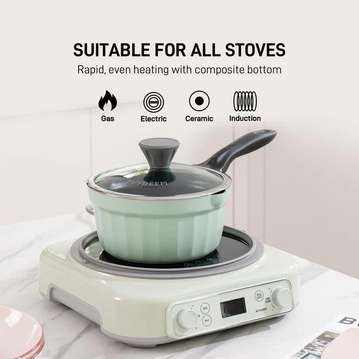BUYDEEM Casserole en fonte d'aluminium antiadhésive, 1,9 L