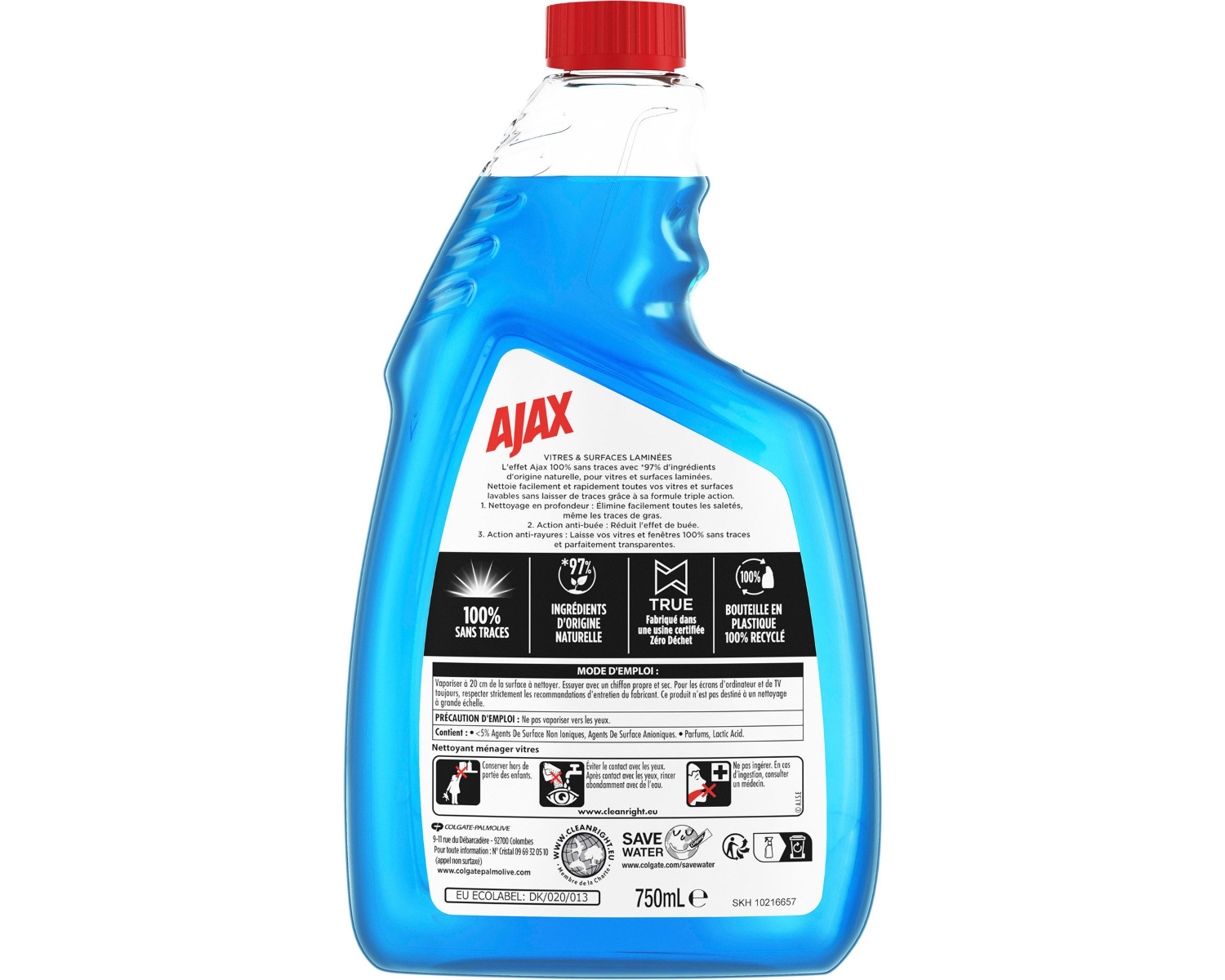 AJAX Triple Action Spray nettoyant vitres sans traces prêt à l'emploi Menthe 750 ml