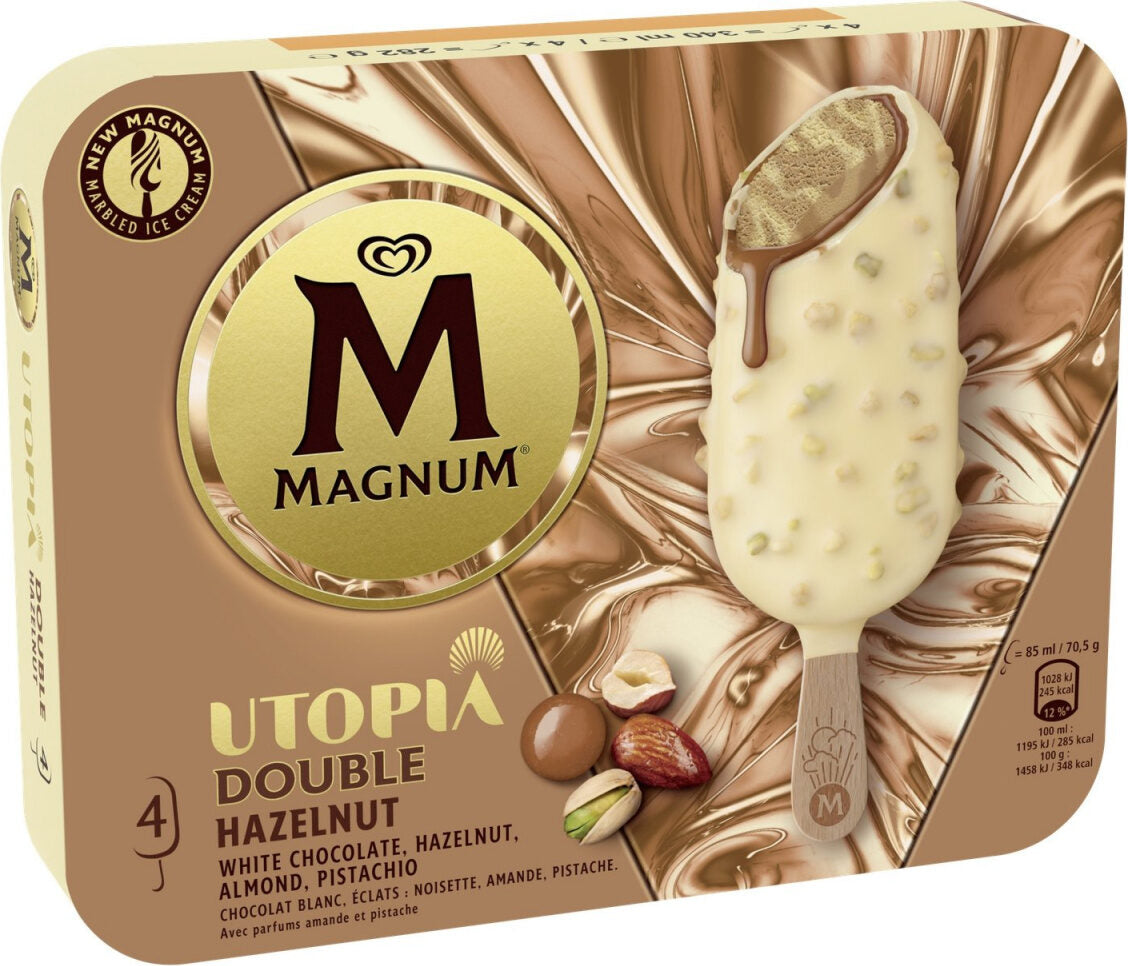 Magnum Bâtonnets glacés Double noisette x4 276 g
