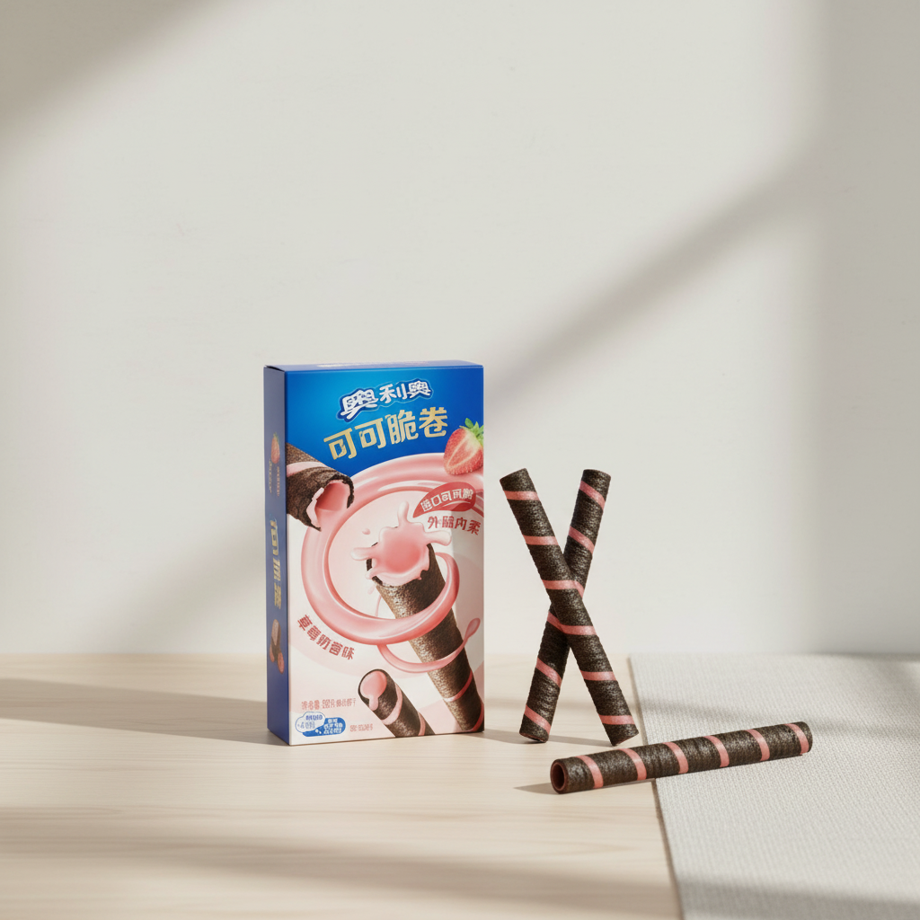 Oreo Rouleaux croustillants au cacao fourrés saveur fraise - 50 g