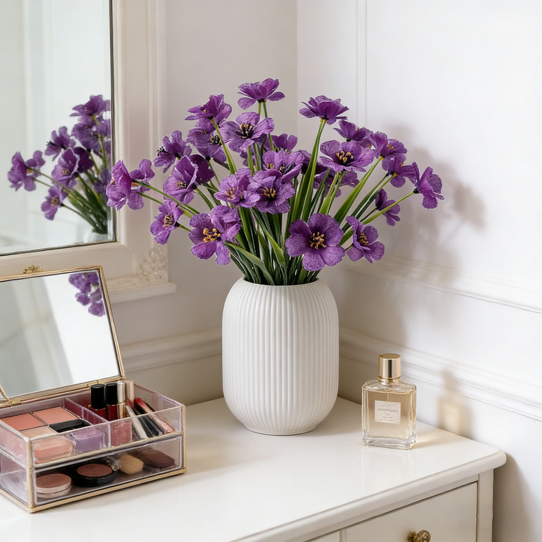 Yuejia Lot de 4 fleurs artificielles 13 po/33 cm pour extérieur, fleurs artificielles en plastique résistantes à la décoloration, plantes artificielles pour décoration