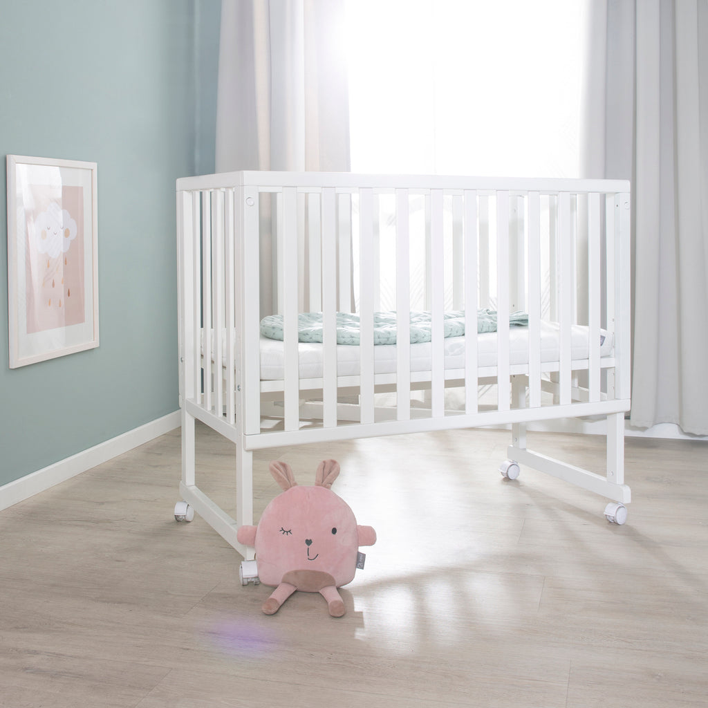 roba 3-en-1 Lit-bébé à coucher avec barrière de sécurité et matelas (Blanc)