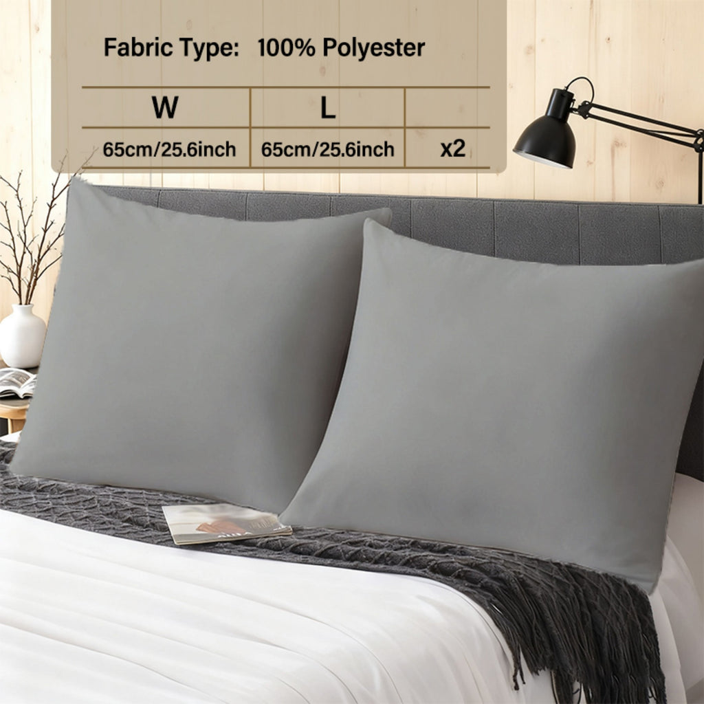 LeBonsoir Basics Lot de 2 taies d’oreiller en microfibre douce avec fermeture enveloppe gris clair - 65 x 65 cm