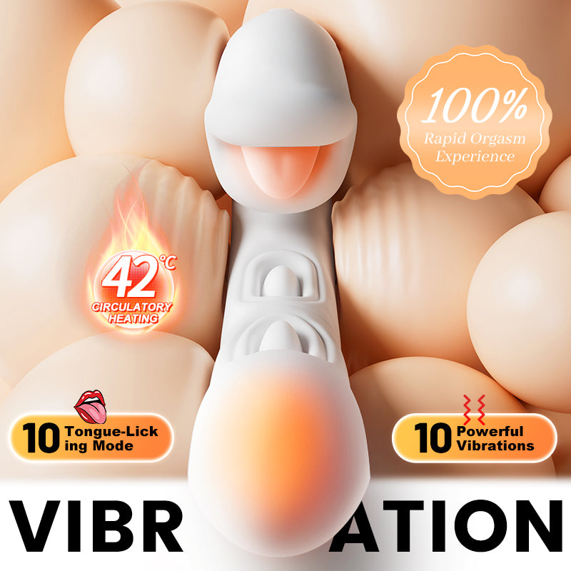 AAV Rabbit Vibromasseur 5-en-1 pour Femme, Stimulateur Clitoridien & Point G avec 10 Modes Léchage et Pulsation, Double Stimulation & Chauffage, Sextoy Rechargeable