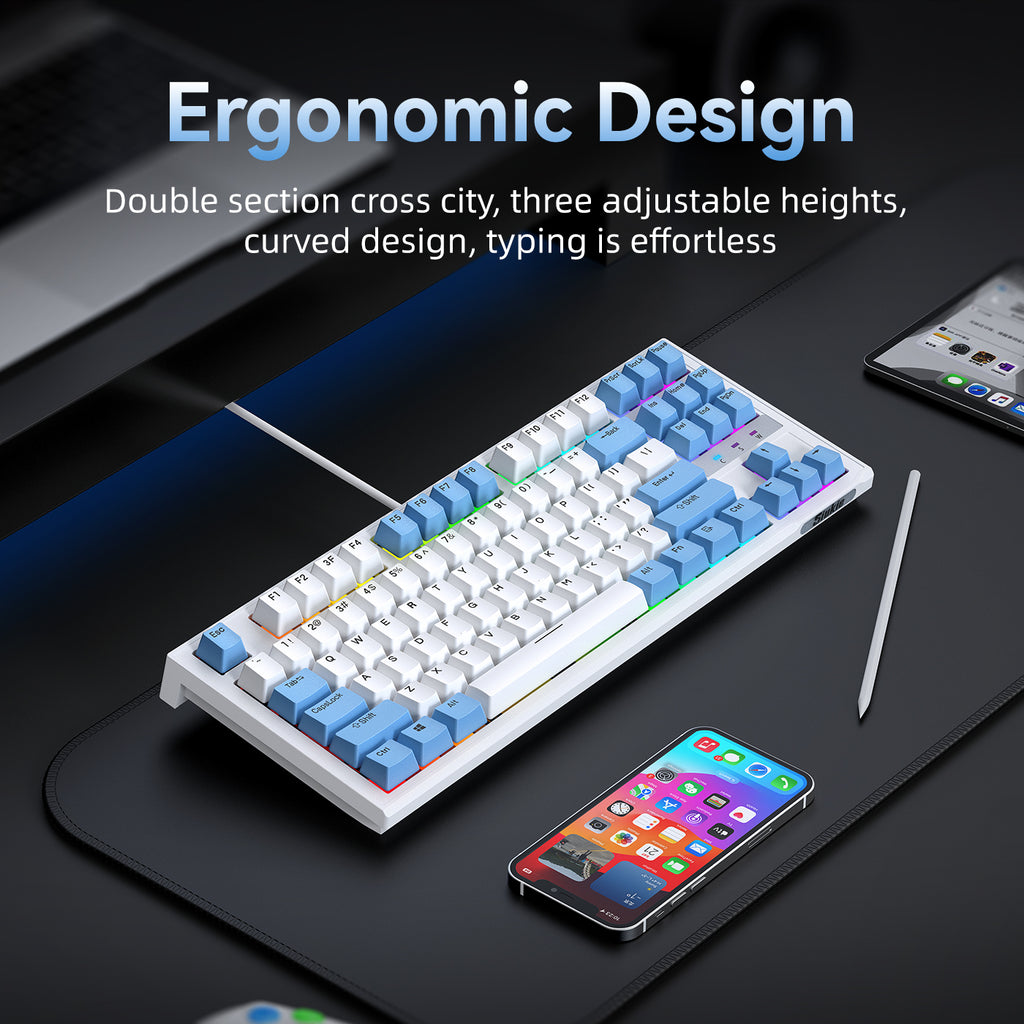 Siukie CR87 Clavier mécanique filaire à 87 touches avec interrupteurs détachables