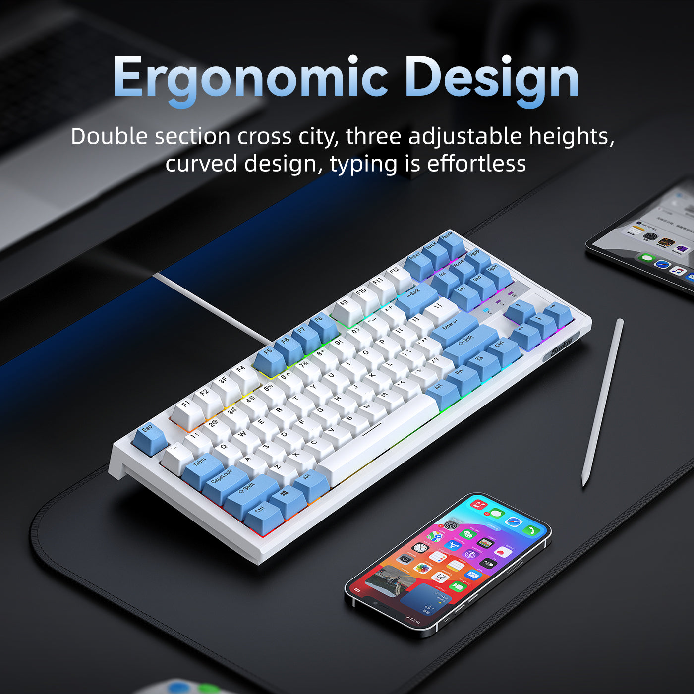 Siukie CR87 Clavier mécanique filaire à 87 touches avec interrupteurs détachables