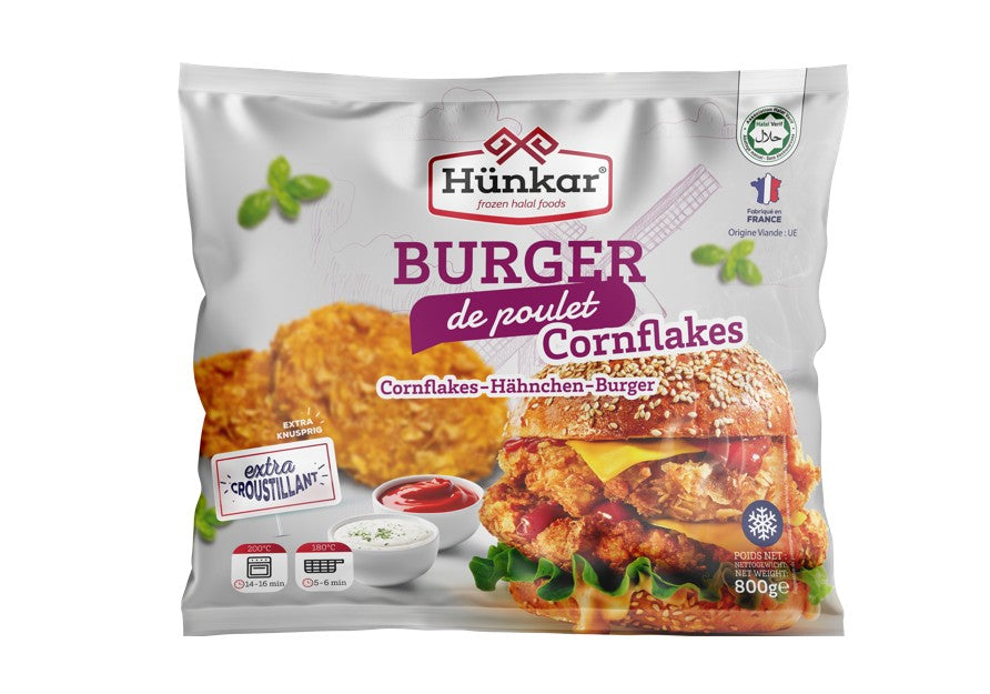 HÜNKAR Burger de poulet cornflakes halal - 800 g