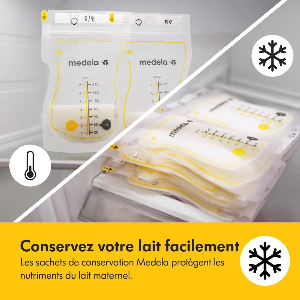 MEDELA Easy Pour - Sachets de conservation du lait maternel, 210 ml, lot de 100