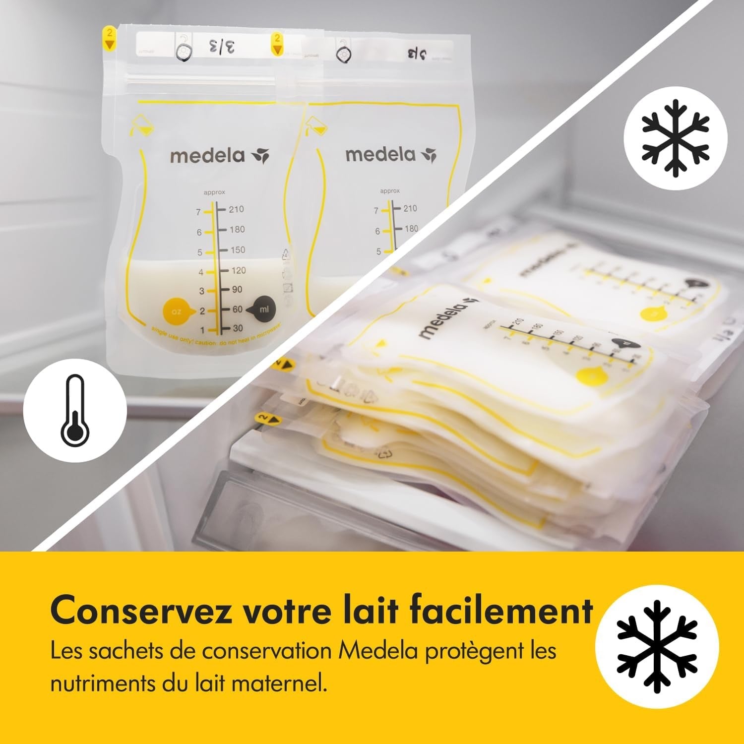 MEDELA Easy Pour - Sachets de conservation du lait maternel, 210 ml, lot de 100