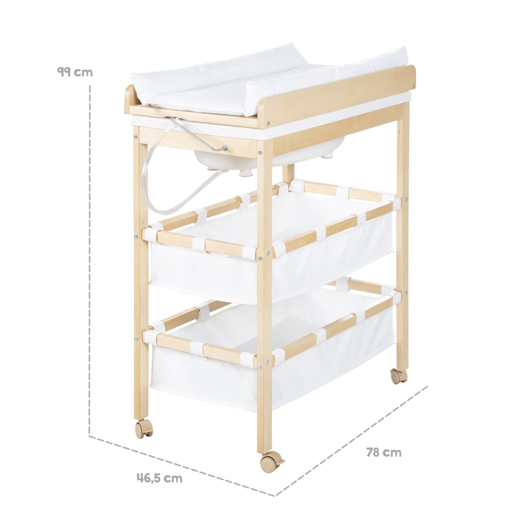 roba Table pliable bain et change 'Baby Pool' avec baignoire (Bois naturel / Tapis blanc)