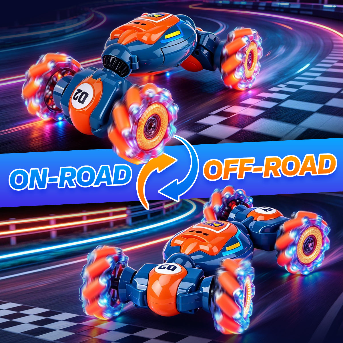 Voiture de Cascade RC à Détection de Gestes – Jouet pour Garçons et Filles de 6 à 12 Ans, Voiture Volant par la Main avec Lumières et Musique