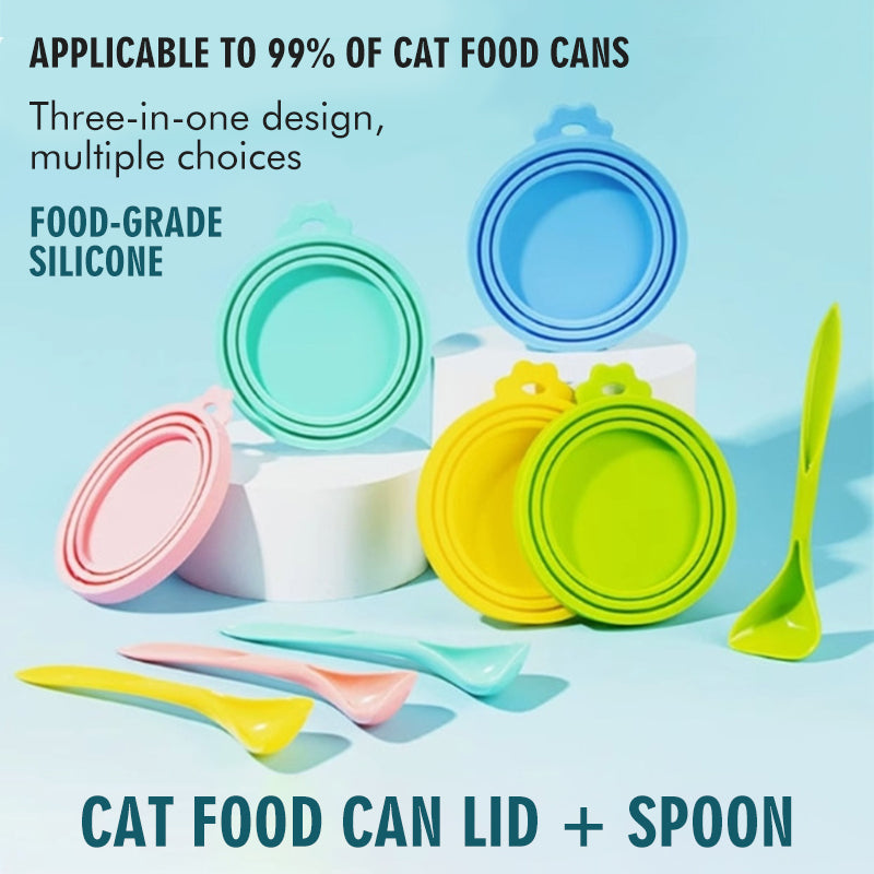 Vilscijon Lot de 2 pièces : ouvre-boîte pour boîtes de nourriture pour chat en forme de patte et couvercles de conservation - Bleu + Vert