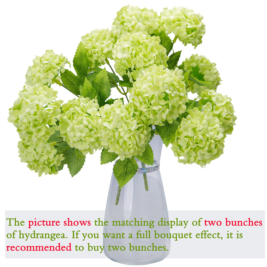 Yuejia 1 pièce fleur d’hortensia artificielle en soie à 7 têtes 13 po/33 cm pour arrangement floral salon chambre mariage, décoration florale artificielle, vert
