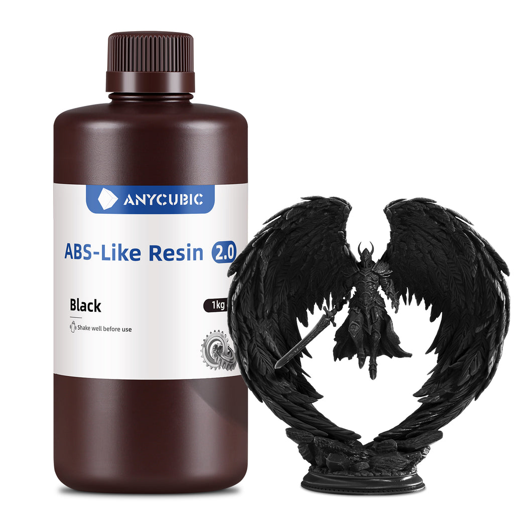 ANYCUBIC Résine ABS-Like 2.0 - haute résistance et ténacité - faible retrait pour imprimantes 3D LCD/DLP/SLA - Noir - 1 kg
