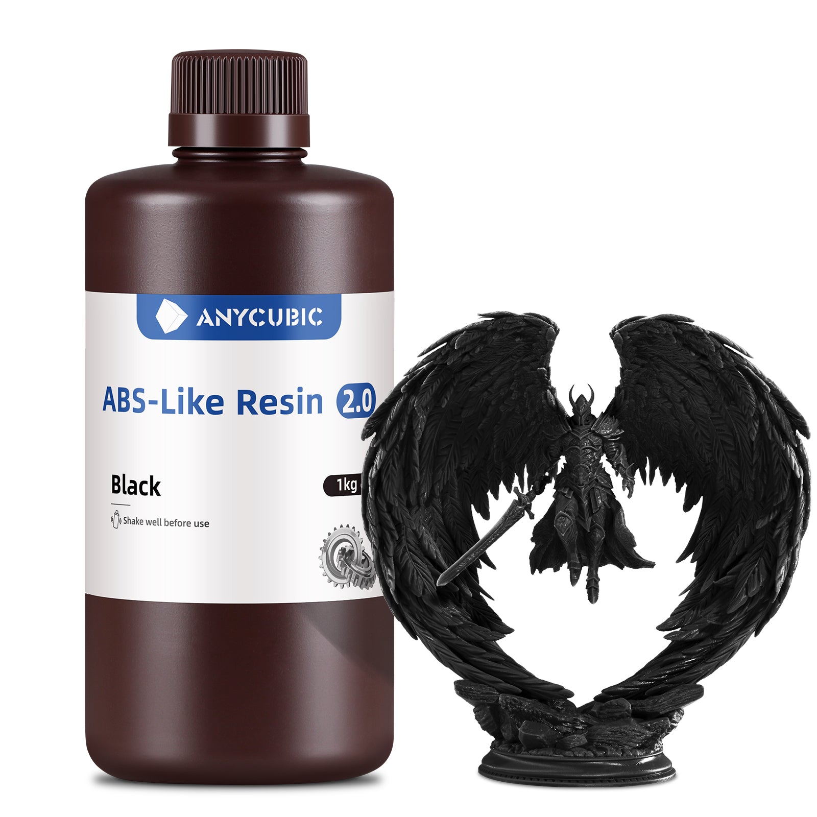 ANYCUBIC Résine ABS-Like 2.0 - haute résistance et ténacité - faible retrait pour imprimantes 3D LCD/DLP/SLA - Noir - 1 kg