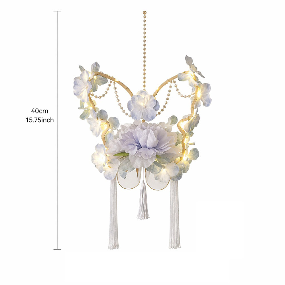 Huacan Lanterne bleue, Hanfu style ancien, Lanterne à main, Lanterne lumineuse papillon, Accessoire de photographie en extérieur, Lanterne de palais, Décoration suspendue, Accessoire 1 pc