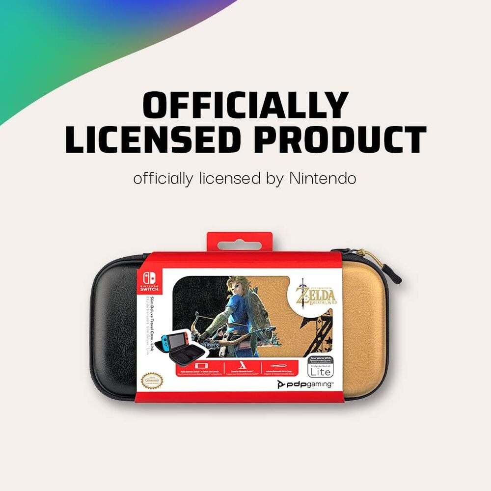 PDP Gaming Étui de Voyage Semi-Rigide Deluxe Fin pour Nintendo Switch, Switch Lite & OLED - Protection en PU - Rangement pour 14 Jeux - Licence Officielle